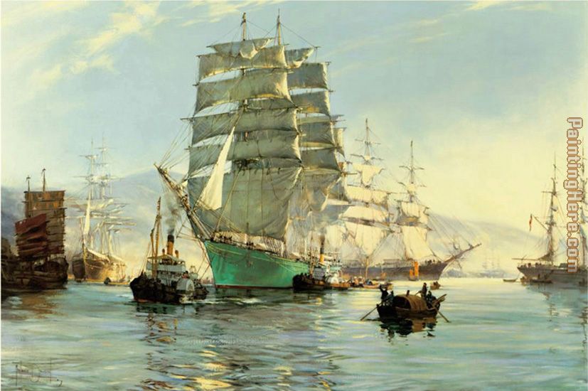 Thermpyde Leaving Foochow painting - Montague Dawson Thermpyde Leaving Foochow art painting